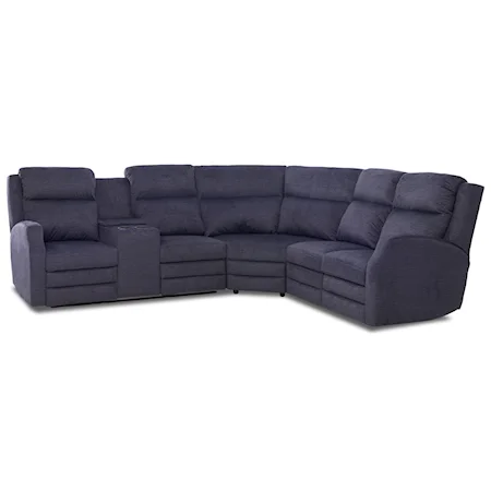 Four Seat Power Reclining Sectional Sofa with Cupholder Storage Console and USB Charging Ports